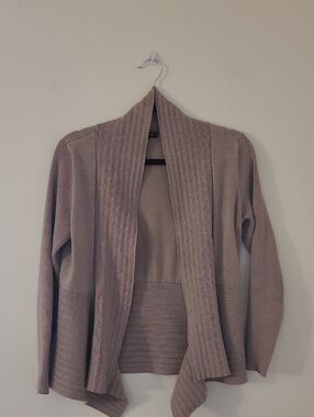 Verve Ami Open-Front Ribbed Cardigan - Taupe Size Large